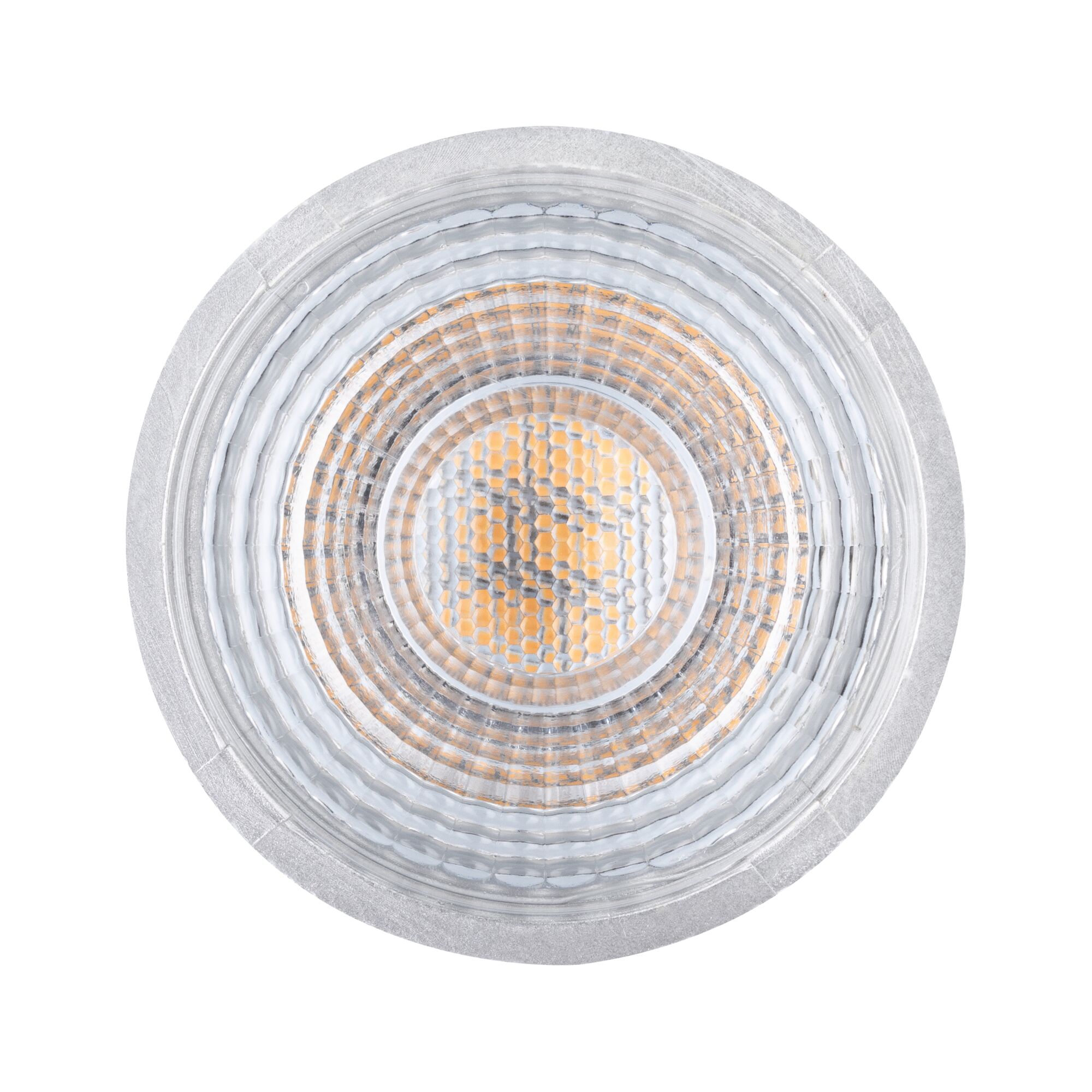 Round spotlight with clear glass and warm white LED chips, energy-efficient LED lighting