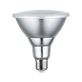 Silver LED bulb with E27 base made of metal and plastic for energy-efficient lighting