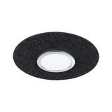 Rundes LED-Einbauleuchte mit schwarzem Filzrahmen und weißem Diffusor für moderne Raumbeleuchtung