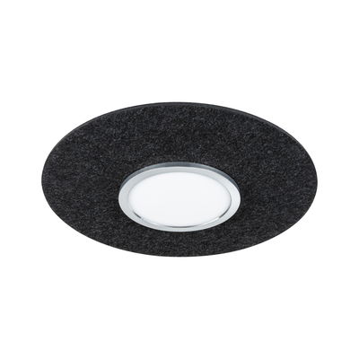 Rundes LED-Einbauleuchte mit schwarzem Filzrahmen und weißem Diffusor für moderne Raumbeleuchtung
