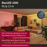 MaxLED 1000 LED-Lichtstreifen 2,5 m mit Schutzbeschichtung, warmweiße Raumbeleuchtung im Wohnzimmer