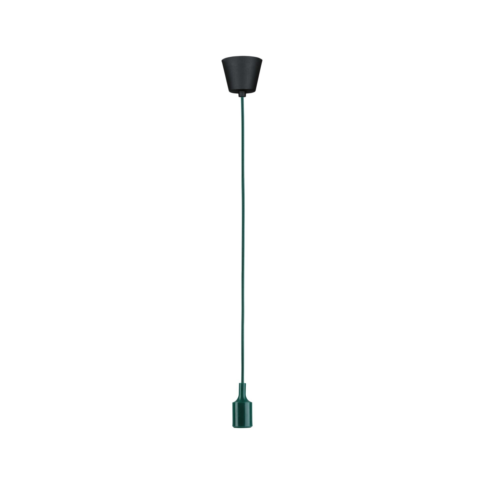 Green pendant light with black ceiling mount made of plastic for modern indoor lighting