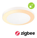 Plafonnier LED rond blanc avec lumière blanc chaud et fonction Zigbee pour maison connectée