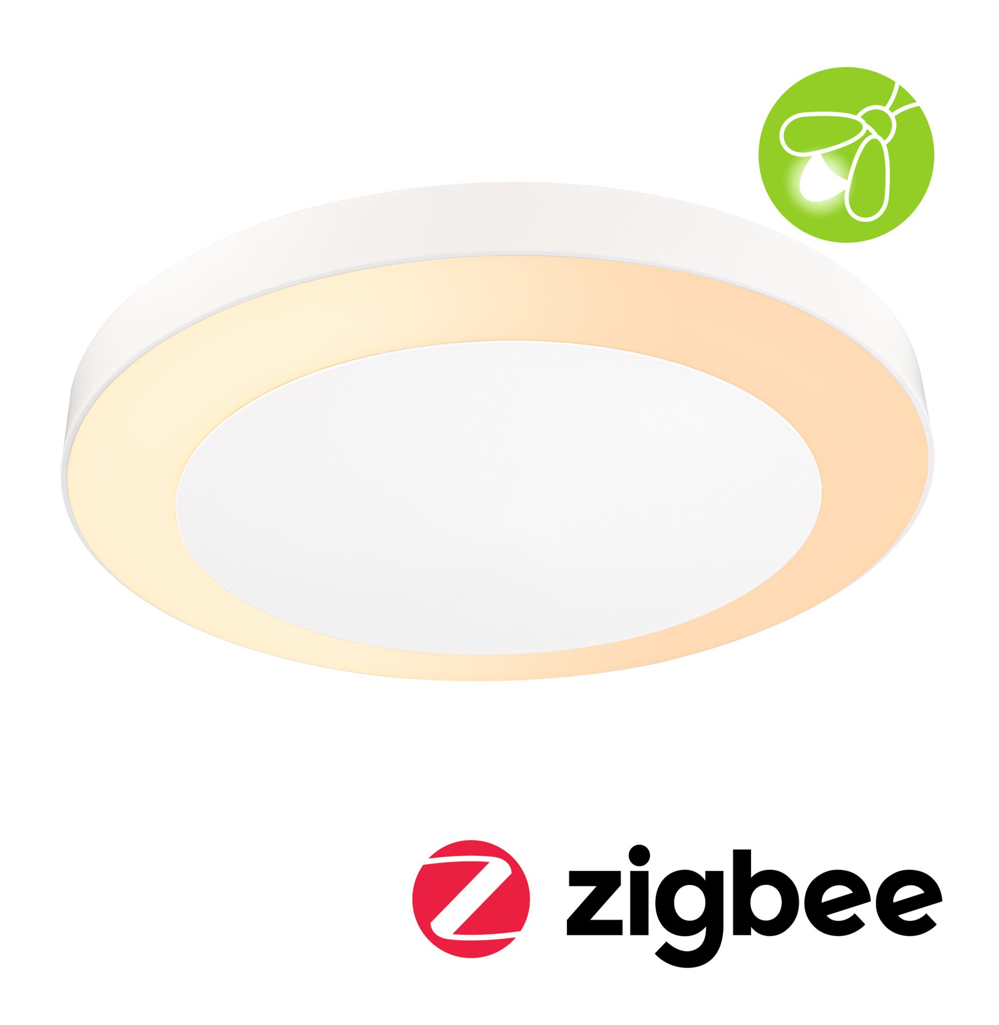 LED Deckenleuchte Smart Home Zigbee 3.0 Circula Dämmerungssensor insektenfreundlich IP44 rund 320mm Tunable Warm 14W 880lm 230V Weiß Kunststoff Runde weiße LED-Deckenleuchte mit warmweißem Licht und Zigbee-Funktion für Smart Home Steuerung