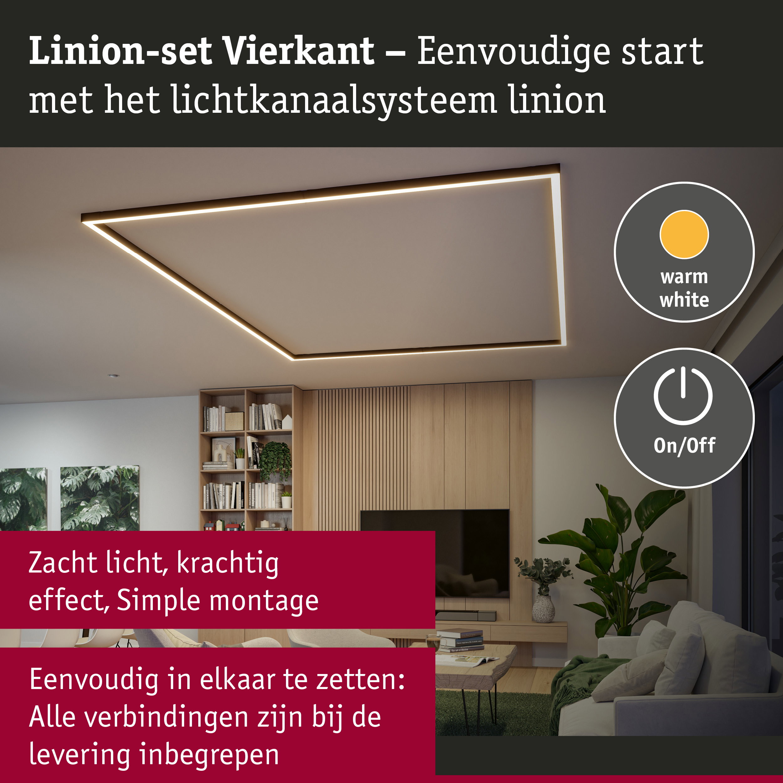 Linion Lichtkanaal Rechthoek Volledige set 230/24V W 3000K Signaal zwart