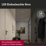 LED Einbauleuchte Nova in warmweiß mit 3-Stufen-Dimmer für moderne Flurbeleuchtung