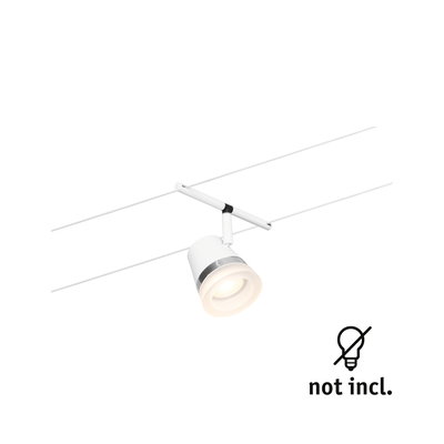 Weißer LED-Seilsystemstrahler mit verstellbarem Kopf und silbernem Ring für moderne Raumbeleuchtung