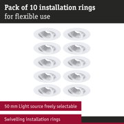 Pack of 10 white swivelling installation rings for flexible lighting setup