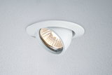 White metal recessed spotlight with adjustable reflector for targeted room lighting
