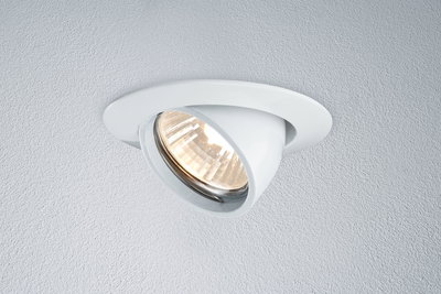 White metal recessed spotlight with adjustable reflector for targeted room lighting