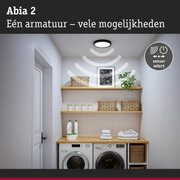 Abia 2 zwarte LED-plafondlamp met sensor voor veelzijdige verlichting in de wasruimte