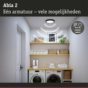 Abia 2 zwarte LED-plafondlamp met sensor voor veelzijdige verlichting in de wasruimte