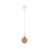 Hanglamp met witte kabel en amberkleurige lamp voor sfeervolle woonverlichting