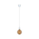 Pendant light with white cable and amber bulb for stylish home lighting and interior design