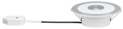 Spot encastré LED rond blanc avec centre argenté et câble pour éclairage intérieur moderne