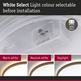 White light colour selector for LED lights with adjustable warm white, neutral white, and daylight tones