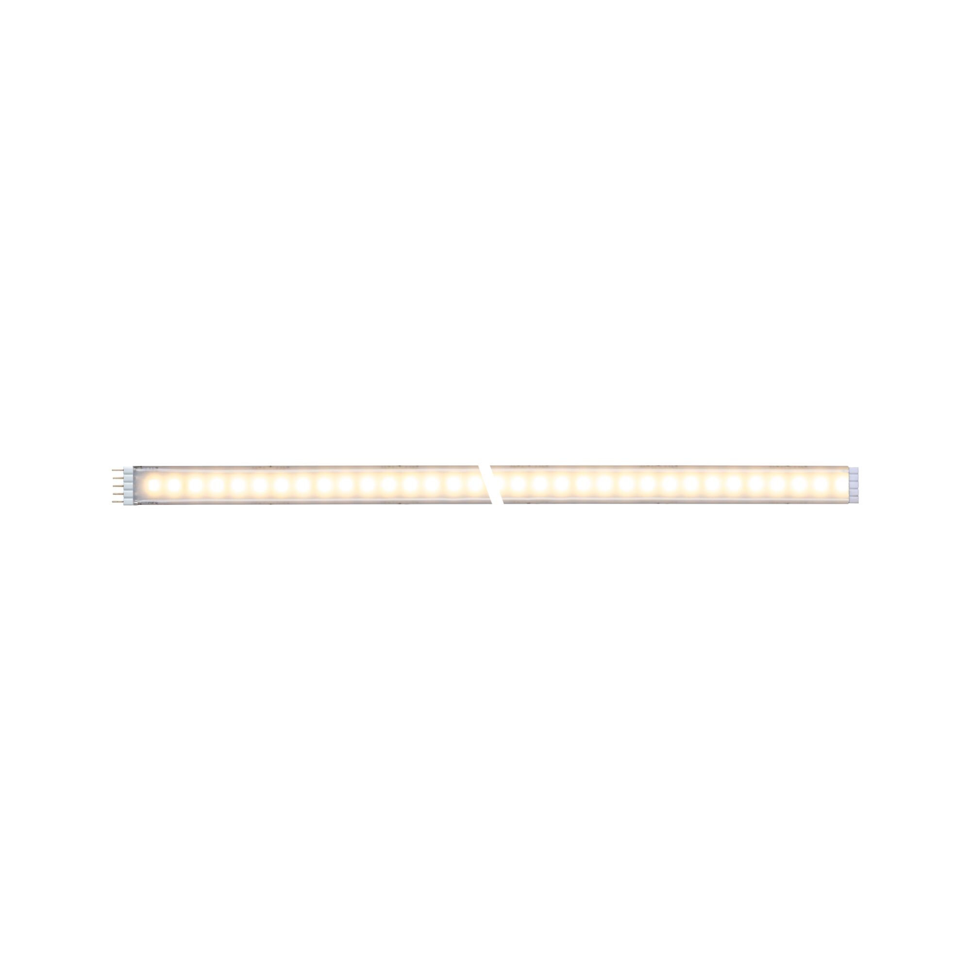 Lange LED-lichtstrip met warm wit licht en transparante behuizing voor moderne verlichting.
