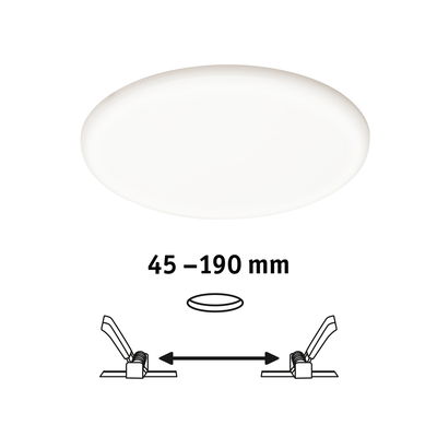 Round white LED ceiling light with 45-190 mm installation size for modern indoor lighting
