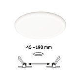 Round white LED ceiling light with 45-190 mm installation size for modern indoor lighting