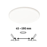 Round white LED ceiling light with 45-190 mm installation size for modern indoor lighting