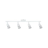 Plafonnier LED blanc en métal à quatre spots réglables pour pièces à vivre