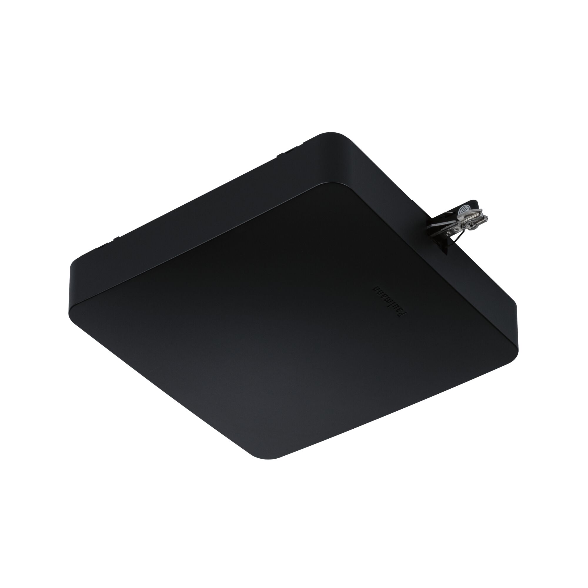 Black square LED ceiling panel made of metal for modern indoor lighting