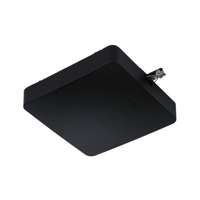 Black square LED ceiling panel made of metal for modern indoor lighting