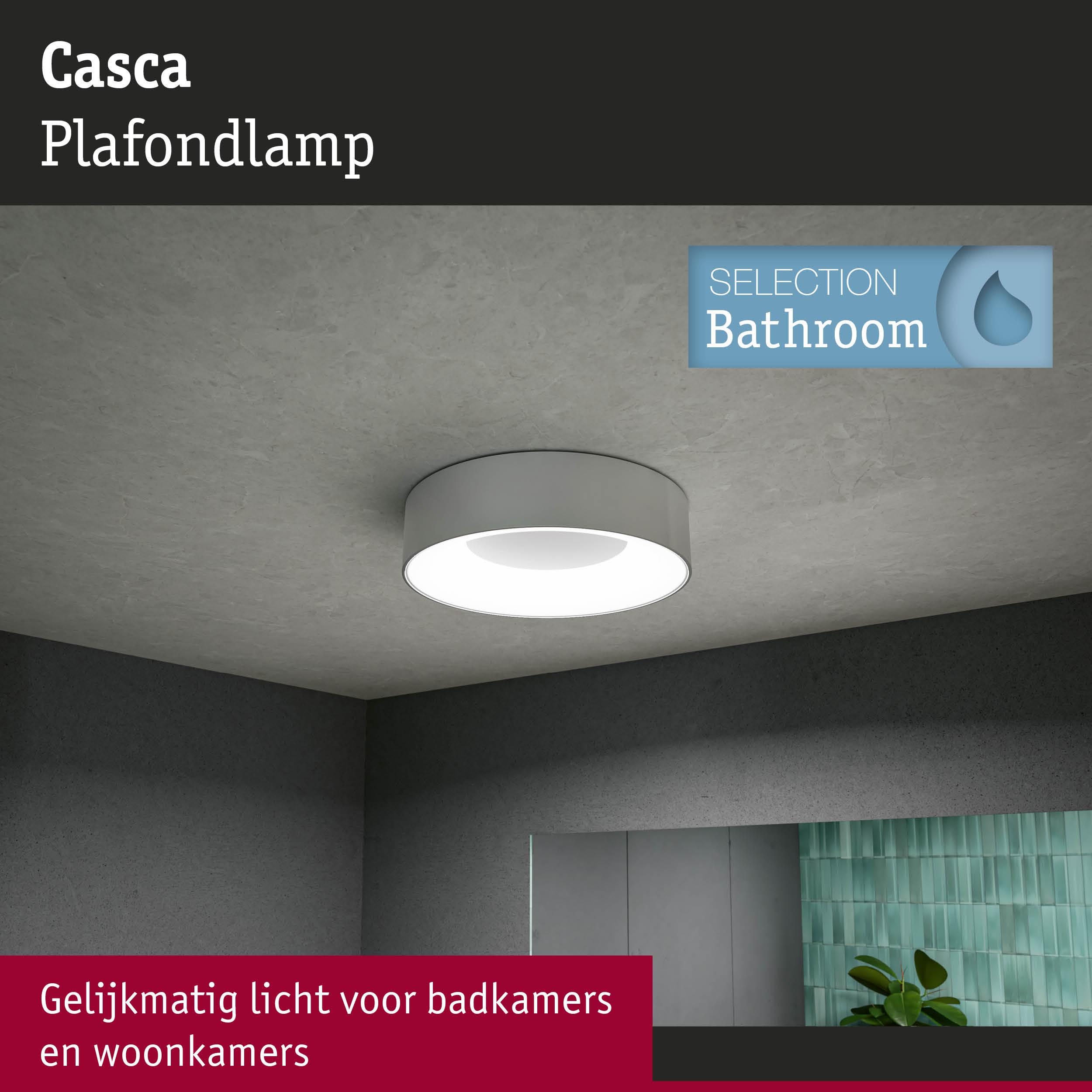 Casca witte plafondlamp voor badkamer met gelijkmatig licht en strak modern ontwerp