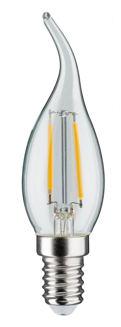 LED candle bulb with clear glass flame shape and silver screw base for energy-saving lighting
