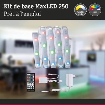 Kit bande LED MaxLED 250 avec télécommande et alimentation pour éclairage RGBW coloré