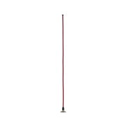 Pendant light with red fabric cable and brushed bronze metal for modern interior lighting