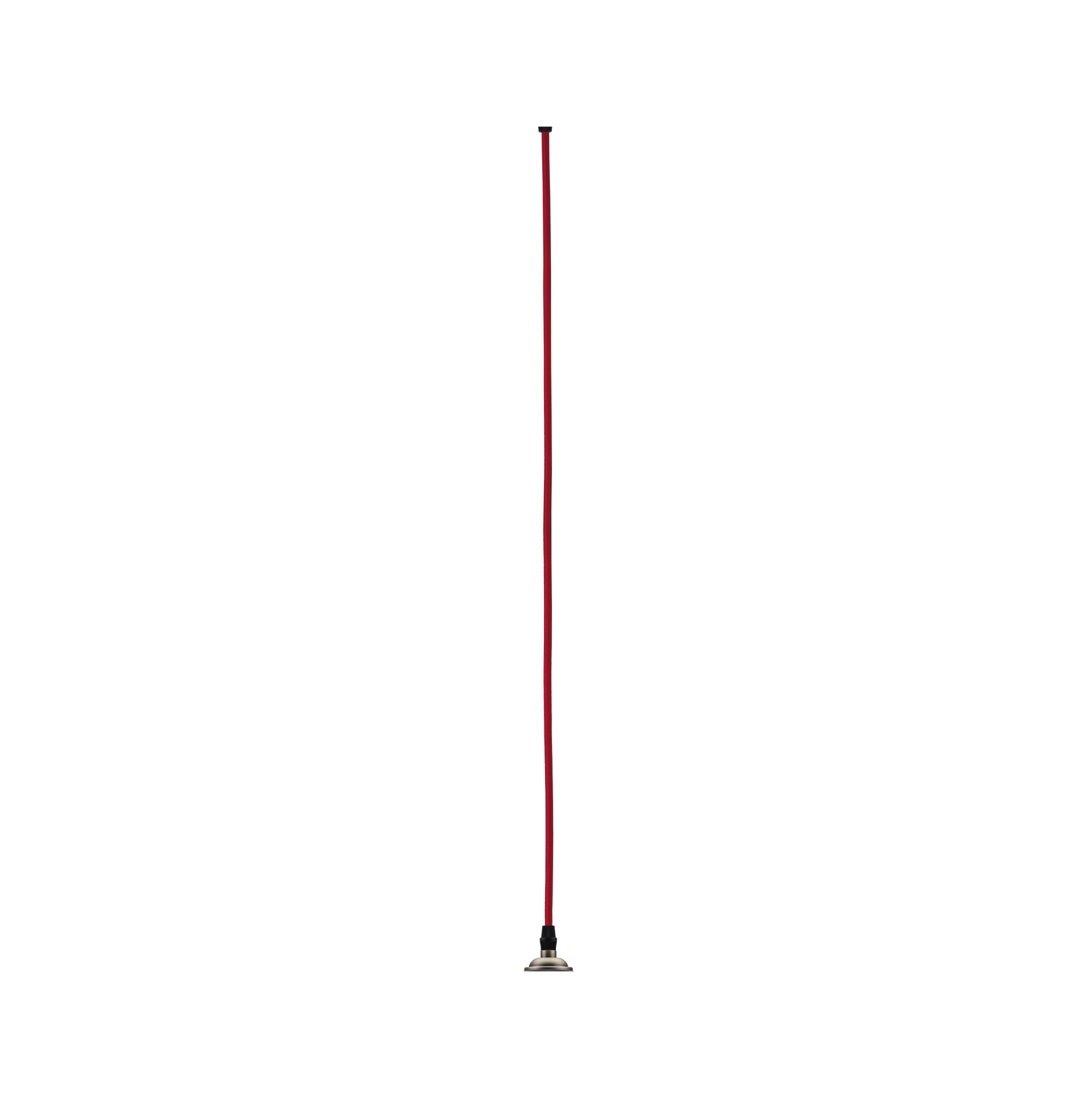 Lampa wisząca z czerwonym tekstylnym kablem i szczotkowanym metalem w kolorze brązu do nowoczesnego oświetlenia