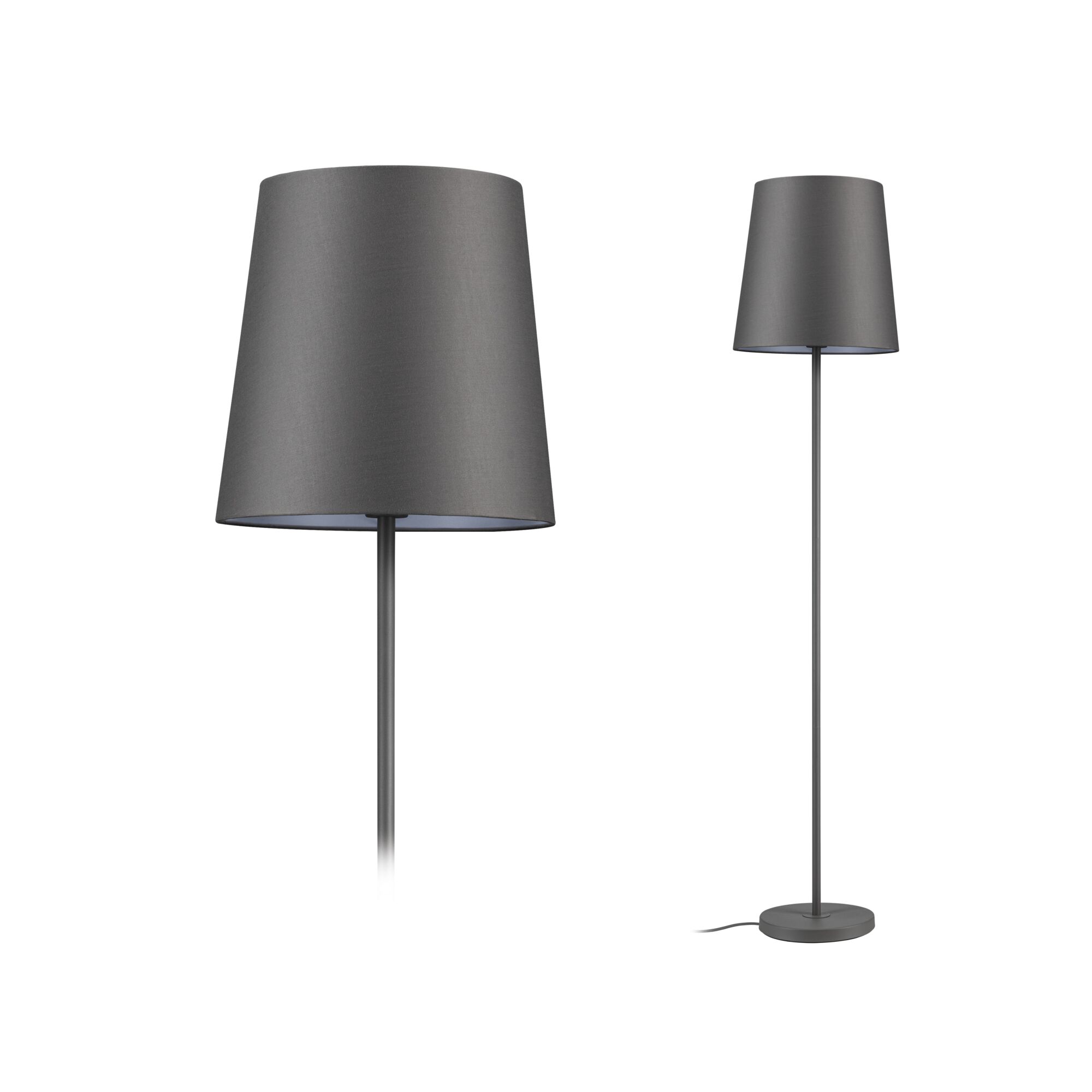 Lampadaire Stellan II E27 max. 20W Gris Métal/Tissus Lampadaire Stellan II E27 max. 20W Gris Métal/Tissus