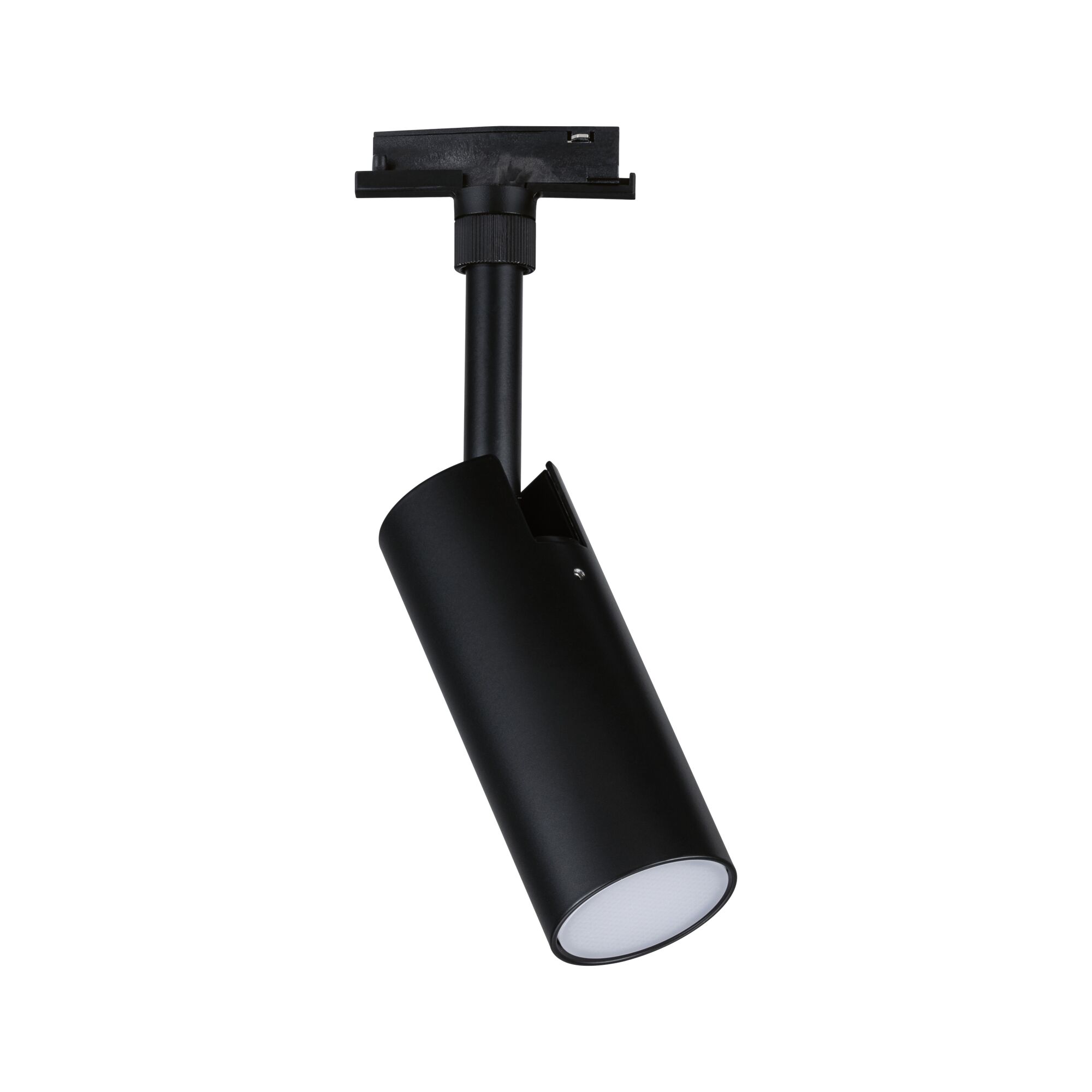 Schwarzer LED-Spot aus Metall für Schienensysteme, moderner Strahler für Akzentbeleuchtung