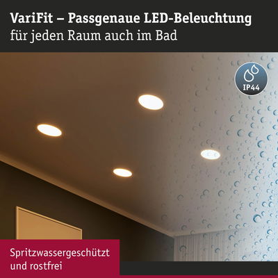 VariFit LED-Einbaustrahler mit IP44 Schutz, spritzwassergeschützt und rostfrei für Badezimmerbeleuchtung
