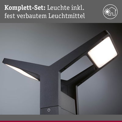 Modernes schwarzes LED-Außengeländer mit fest verbauten Leuchtmitteln für Gartenbeleuchtung