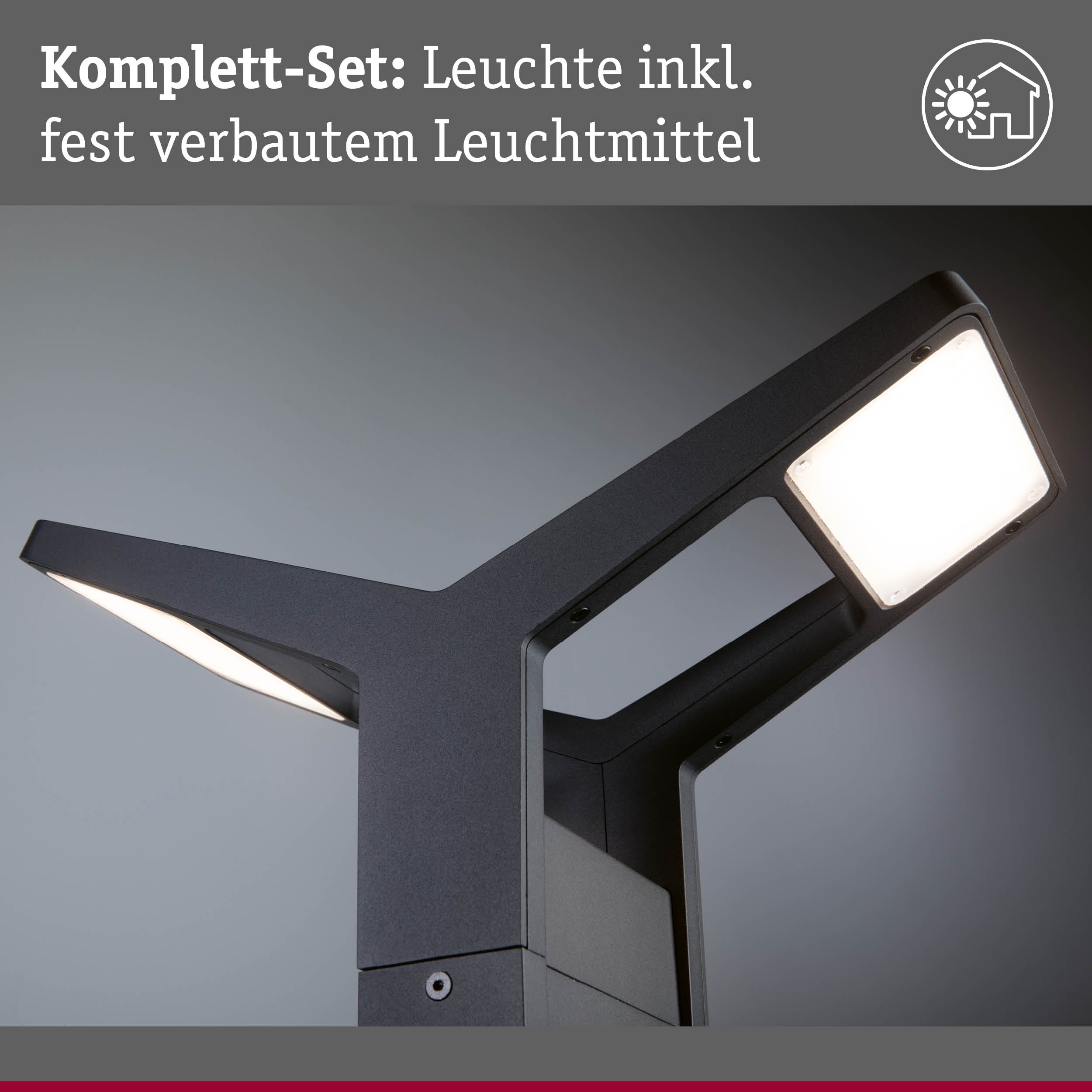 Moderne schwarze LED-Außenleuchte mit integriertem Leuchtmittel für Gartenbeleuchtung