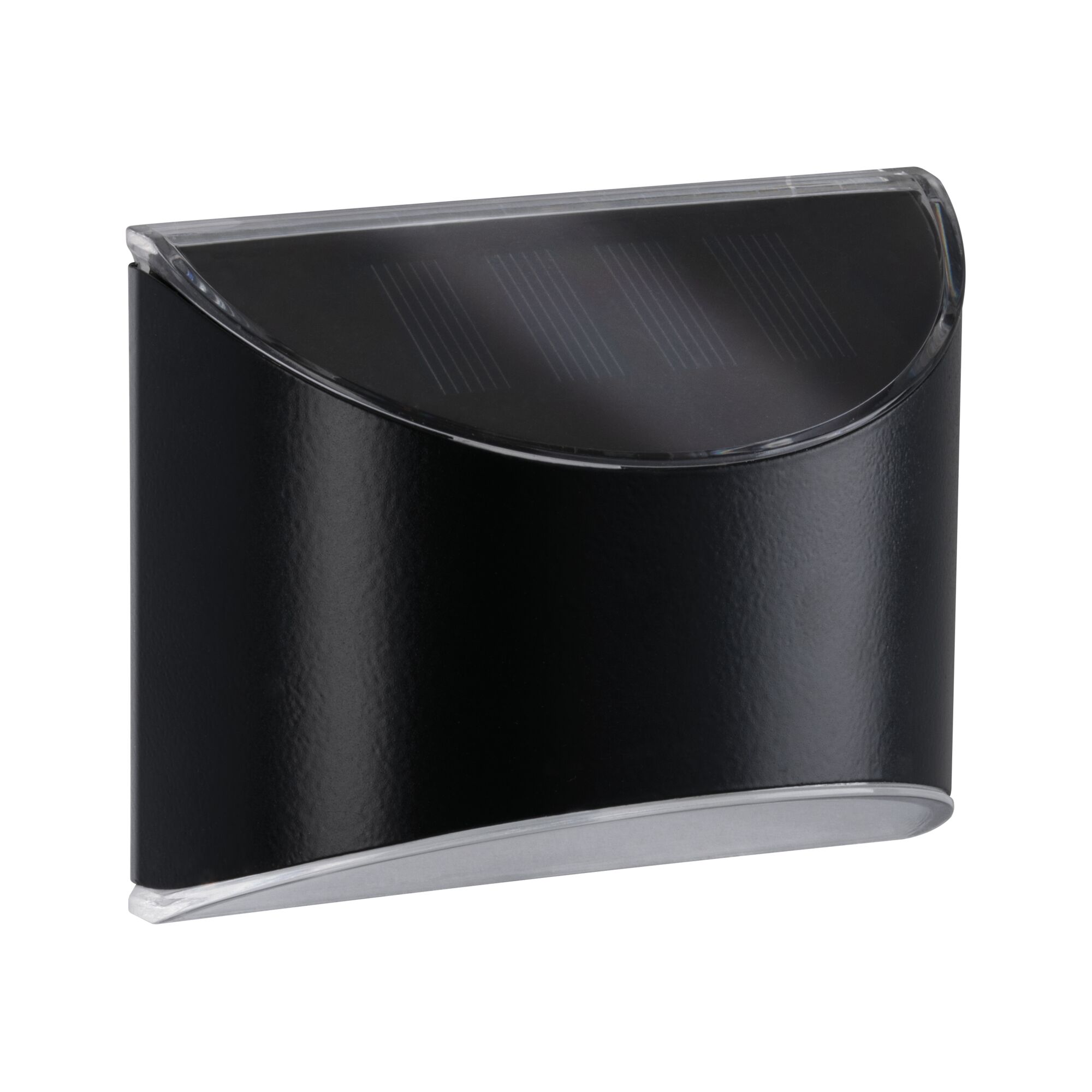 Applique murale solaire noire au design incurvé en métal et plastique pour éclairage extérieur