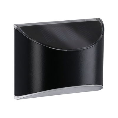 Applique murale solaire noire au design incurvé en métal et plastique pour éclairage extérieur