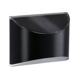 Black solar wall light with curved design made of metal and plastic for outdoor lighting