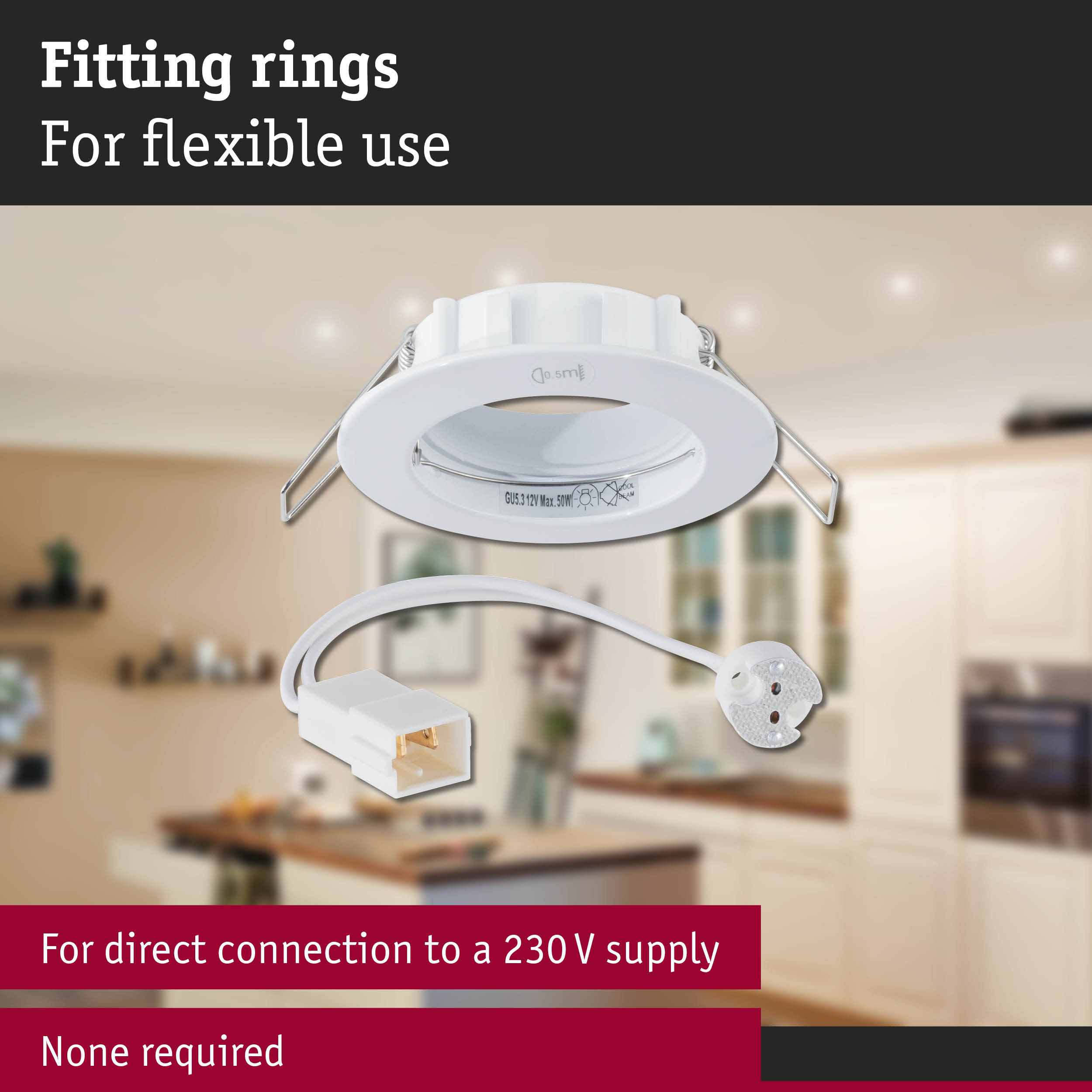 Premium Downlight IP44 round 79mm GU5,3 max. 50W 230/12V dimmable White