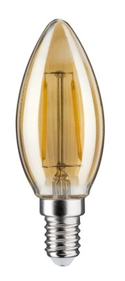 Candle-shaped LED bulb with amber glass and E14 base for decorative lighting use
