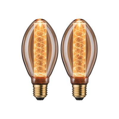 Deux ampoules LED décoratives en verre ambré avec lumière chaude pour un éclairage élégant