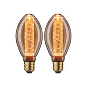 Two decorative LED bulbs with amber glass and warm light for stylish home lighting solutions