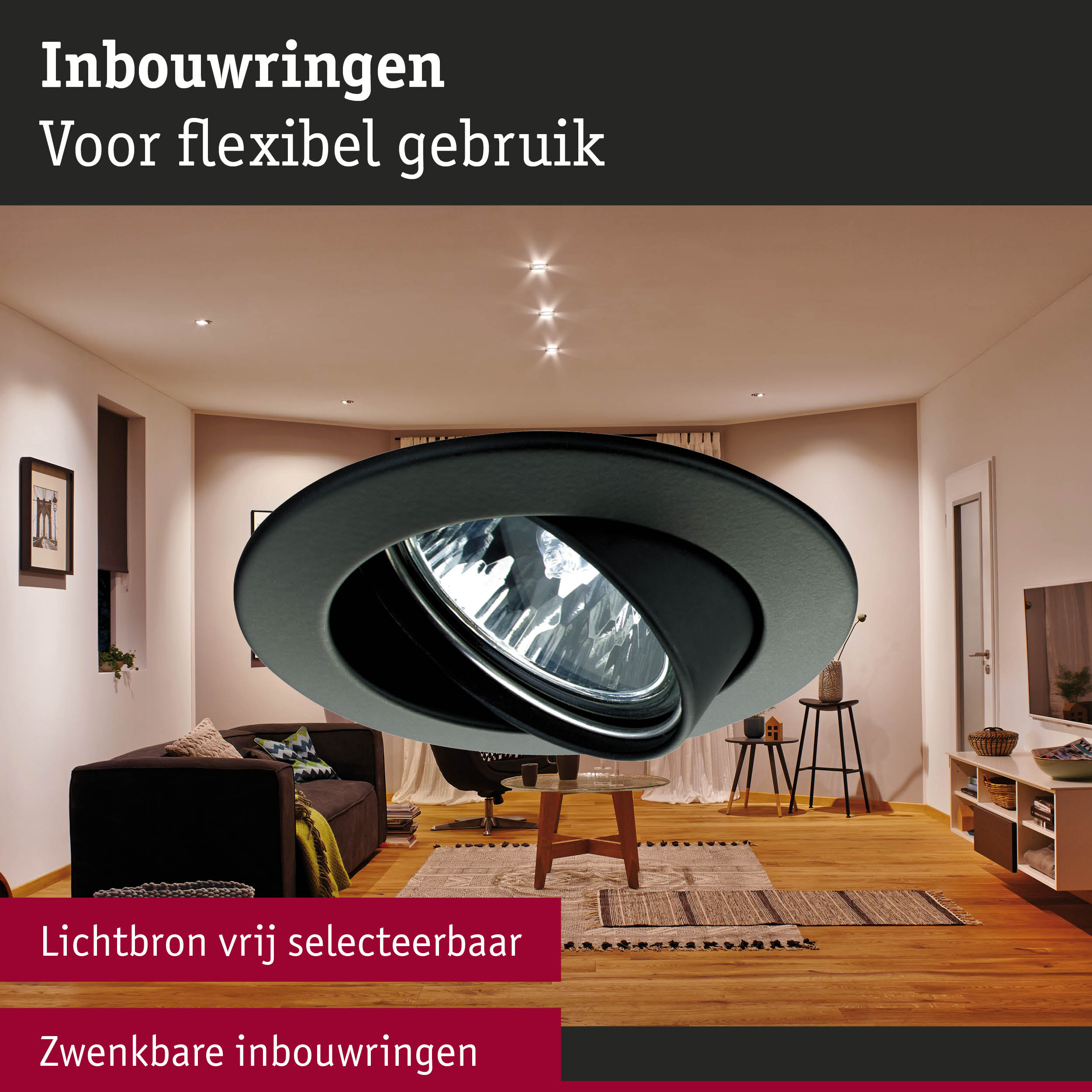 Premium Inbouwlamp zwenkbaar rond 83mm 30° GU5,3 max. 50W 230/12V dimbaar Zwart