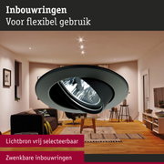 Premium Inbouwlamp zwenkbaar rond 83mm 30° GU5,3 max. 50W 230/12V dimbaar Zwart