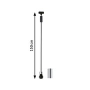 Schwarzes Kabel mit Chromfassung und 150 cm Länge für LED-Lampenanschluss