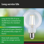 Long-lasting LED light bulb held in hand, energy-saving LED lamp with 50,000 hours service life