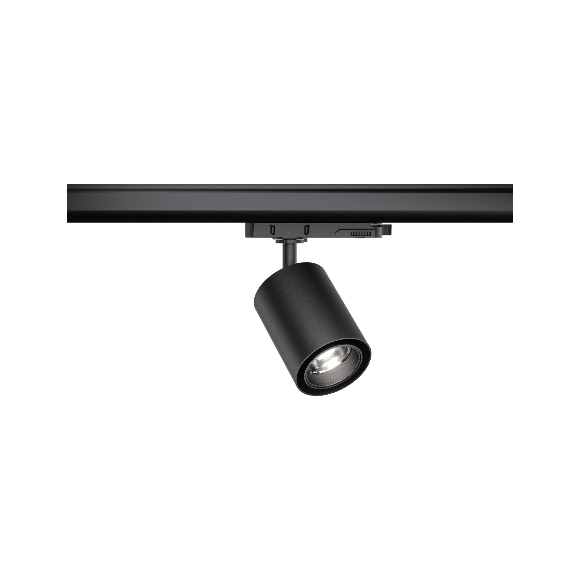 Schwarzer LED-Spot aus Metall mit schwenkbarem Kopf für flexible Beleuchtung im Innenbereich
