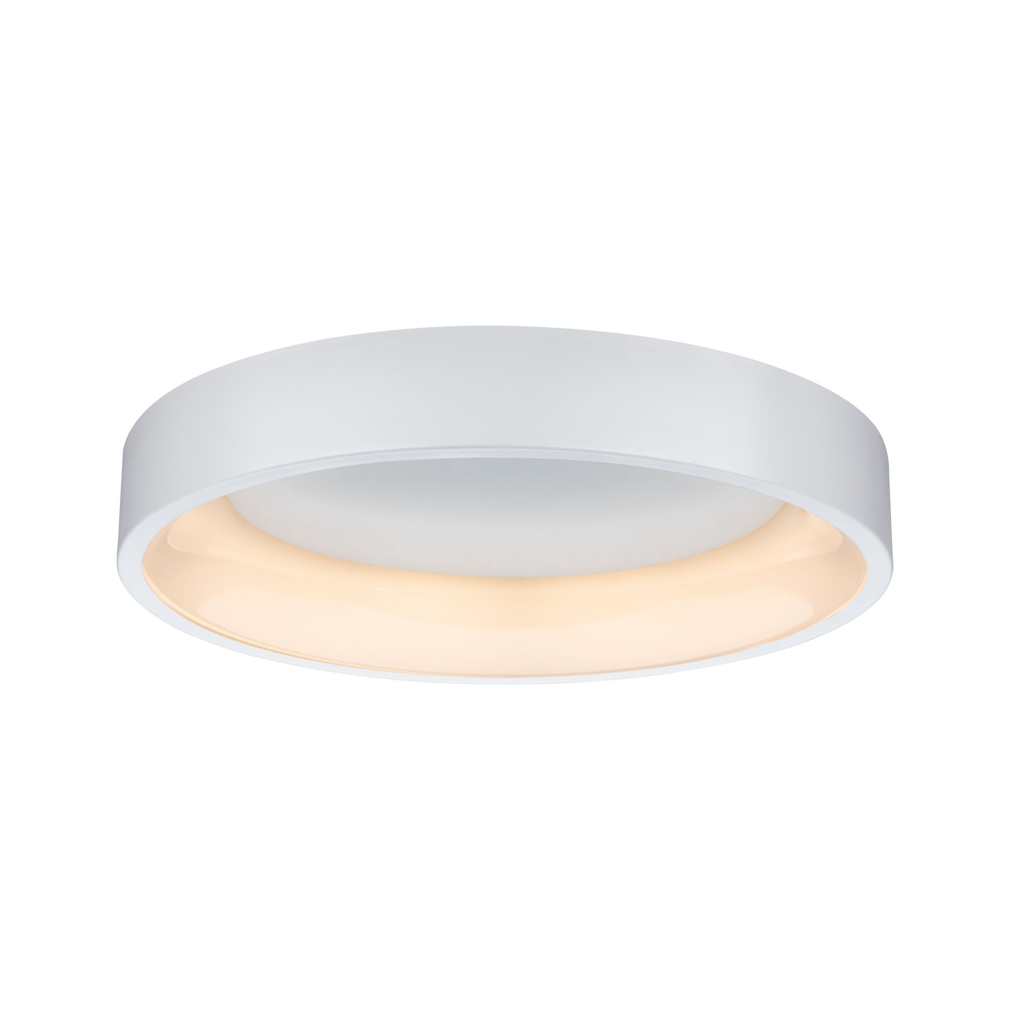 Rund hvid LED-loftlampe med varmt hvidt lys og moderne design til opholdsrum